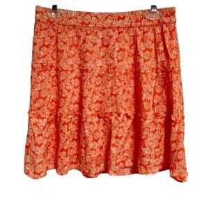 Sim & Sam Orange Floral Daisy Print Bubble Hem Skirt, Large